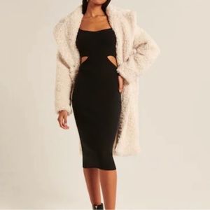 Abercrombie women’s black fitted cut-out midi dress XS NWT!